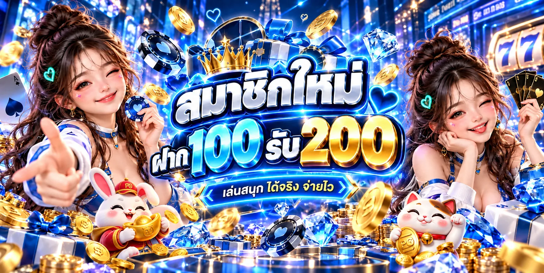 โปรโมชั่นสมัคร lotto66 พร้อมมาสคอตกระต่ายและแมวนำโชค